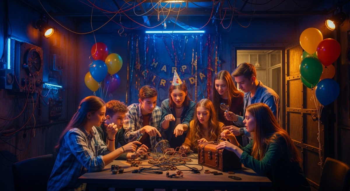 Friends celebrating a birthday at Escape Experience escape room