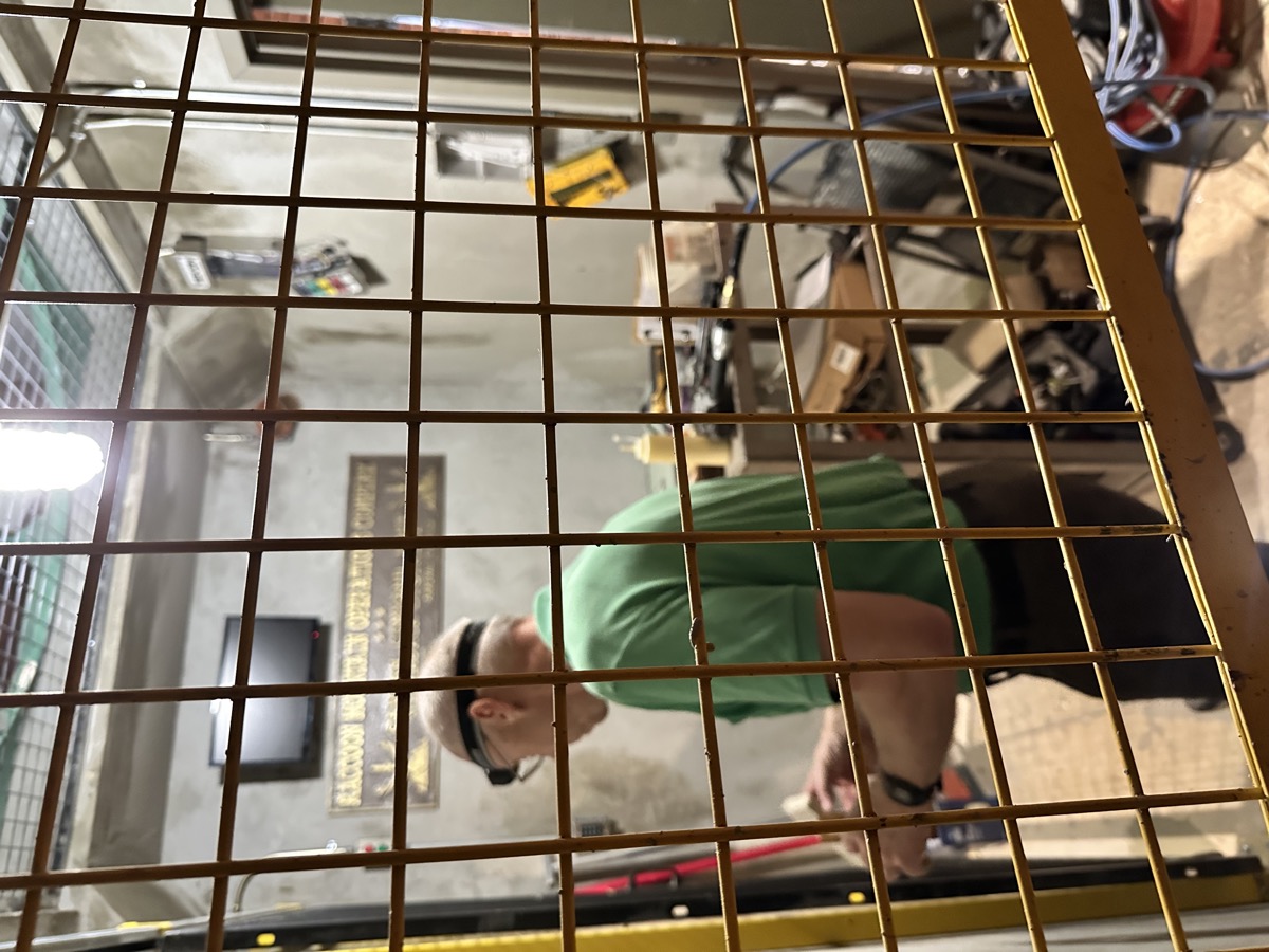 Robert installing the mantle inside The Bunker cave section