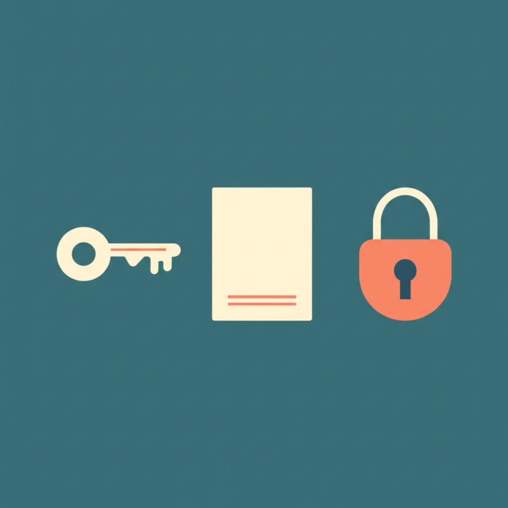 Key, note, and lock icon — organize what you find