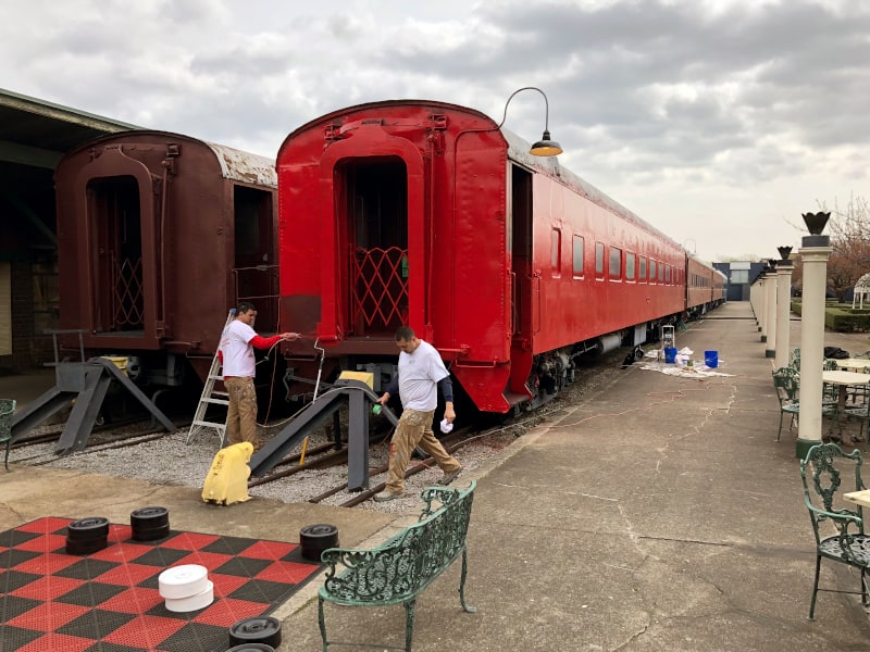 Train interior under construction
