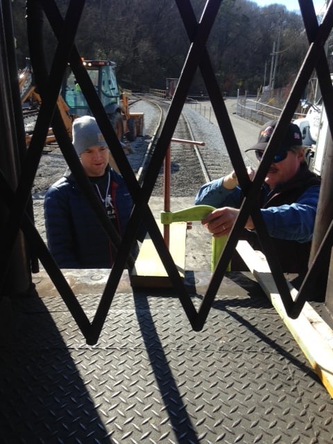 Setting up camera on the railroad tracks