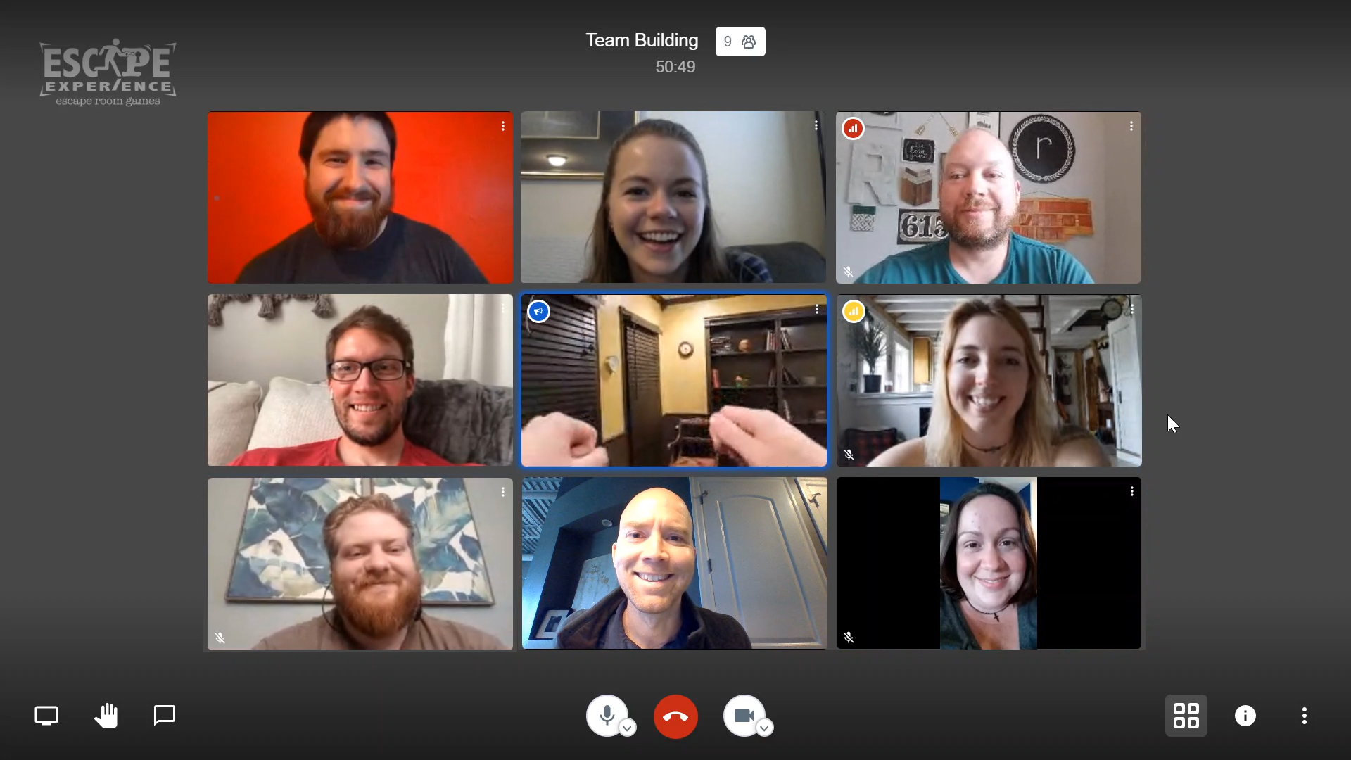Virtual escape room team building with remote participants